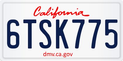 CA license plate 6TSK775