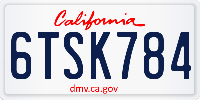 CA license plate 6TSK784