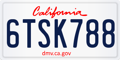CA license plate 6TSK788
