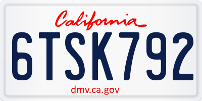 CA license plate 6TSK792