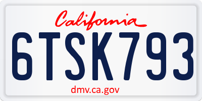 CA license plate 6TSK793