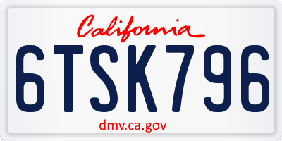 CA license plate 6TSK796