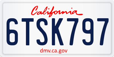 CA license plate 6TSK797