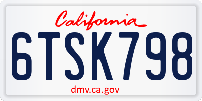 CA license plate 6TSK798