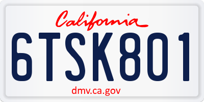 CA license plate 6TSK801