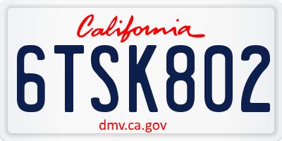 CA license plate 6TSK802