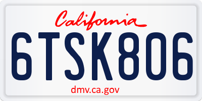 CA license plate 6TSK806