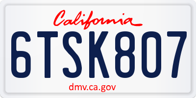 CA license plate 6TSK807