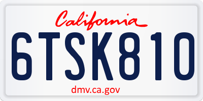 CA license plate 6TSK810