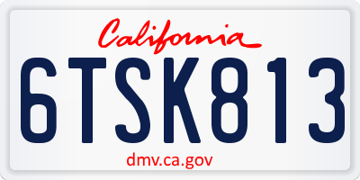 CA license plate 6TSK813