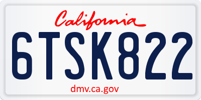 CA license plate 6TSK822