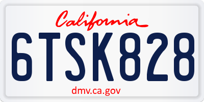 CA license plate 6TSK828