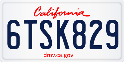 CA license plate 6TSK829