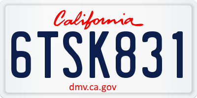 CA license plate 6TSK831