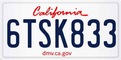 CA license plate 6TSK833