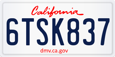 CA license plate 6TSK837
