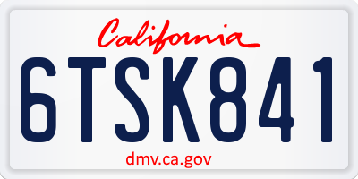 CA license plate 6TSK841