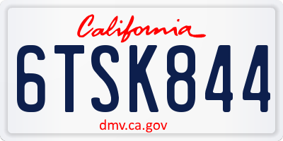 CA license plate 6TSK844