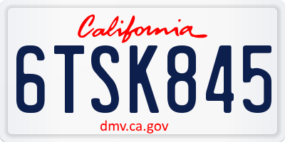 CA license plate 6TSK845