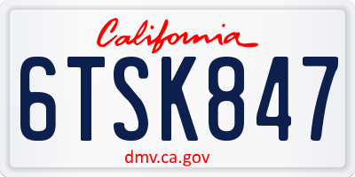 CA license plate 6TSK847