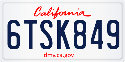 CA license plate 6TSK849