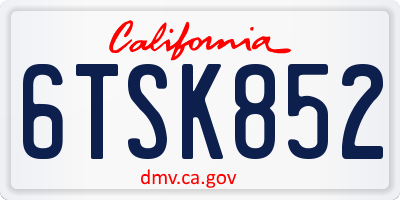 CA license plate 6TSK852