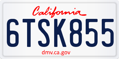 CA license plate 6TSK855