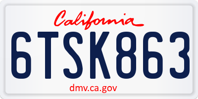 CA license plate 6TSK863