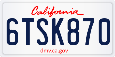 CA license plate 6TSK870