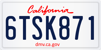 CA license plate 6TSK871
