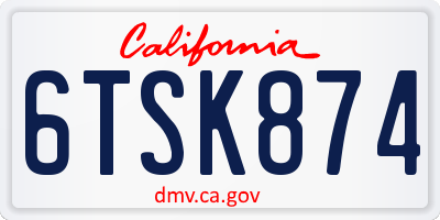 CA license plate 6TSK874