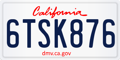 CA license plate 6TSK876
