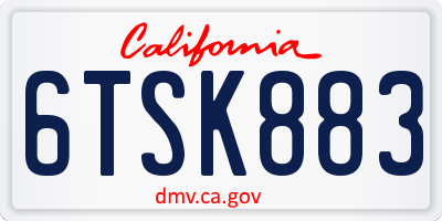 CA license plate 6TSK883