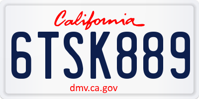 CA license plate 6TSK889