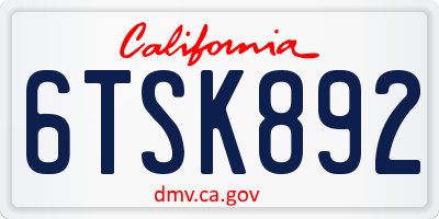 CA license plate 6TSK892