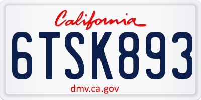 CA license plate 6TSK893