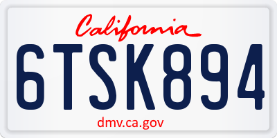 CA license plate 6TSK894