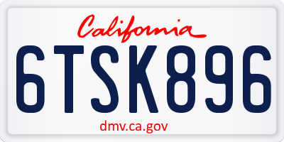 CA license plate 6TSK896