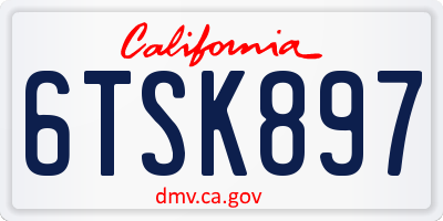 CA license plate 6TSK897