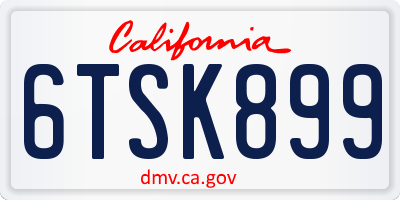 CA license plate 6TSK899