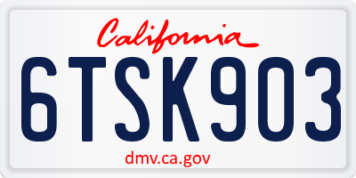 CA license plate 6TSK903