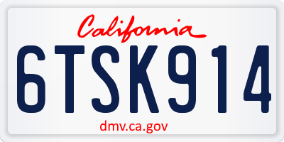 CA license plate 6TSK914