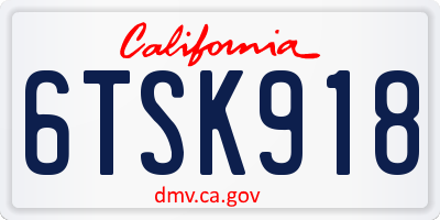 CA license plate 6TSK918