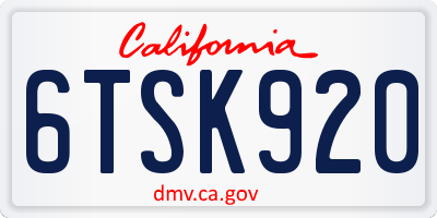 CA license plate 6TSK920