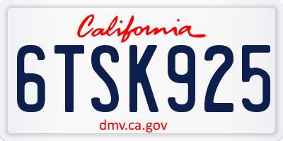 CA license plate 6TSK925