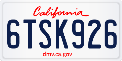 CA license plate 6TSK926