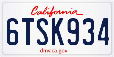 CA license plate 6TSK934