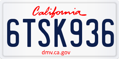 CA license plate 6TSK936