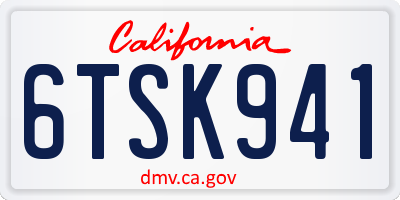 CA license plate 6TSK941