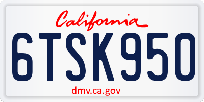 CA license plate 6TSK950